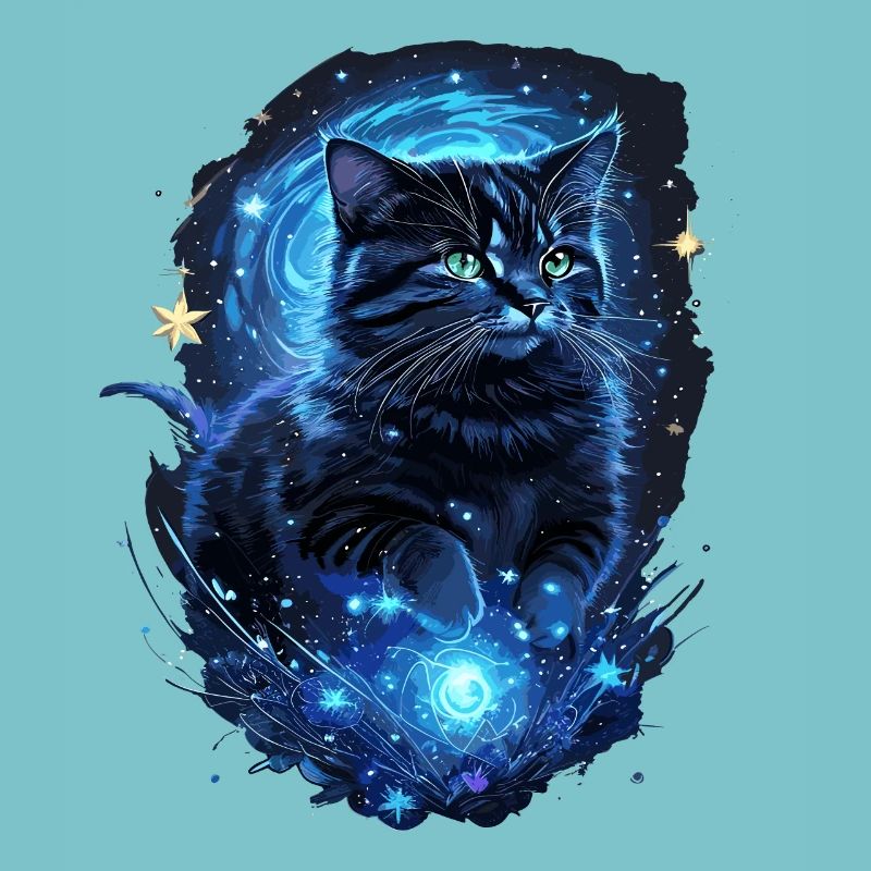 Kosmische Katzen Kunst Schwarze Katze