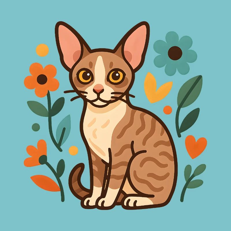 Cornish Rex Katze Unter Blumen