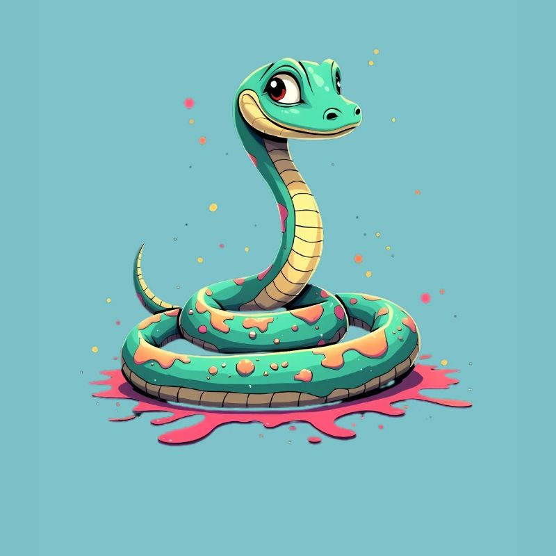 Teal snake with paint splashes