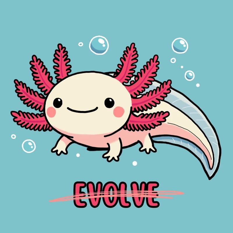 Evolve Axolotl – Cute Motif with Message
