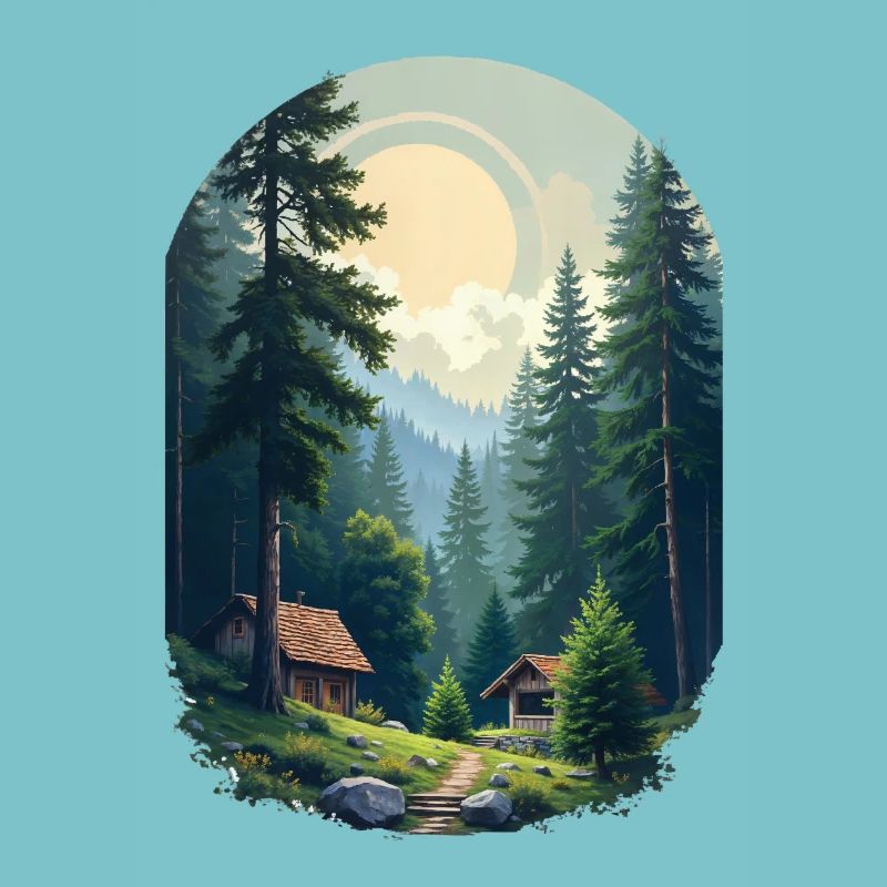 Cabane pixélisée dans les bois