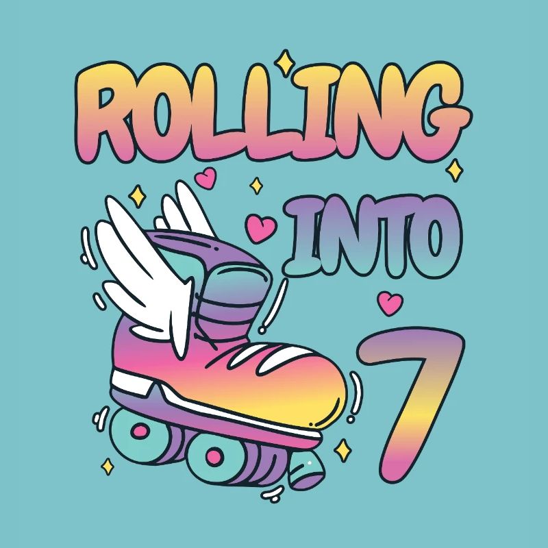 Birthday - Rolling into 7 - Seven - Roller Skates