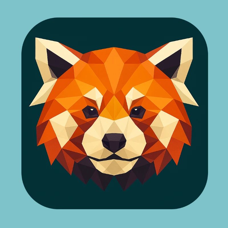 Roter Panda Kopf Low Poly