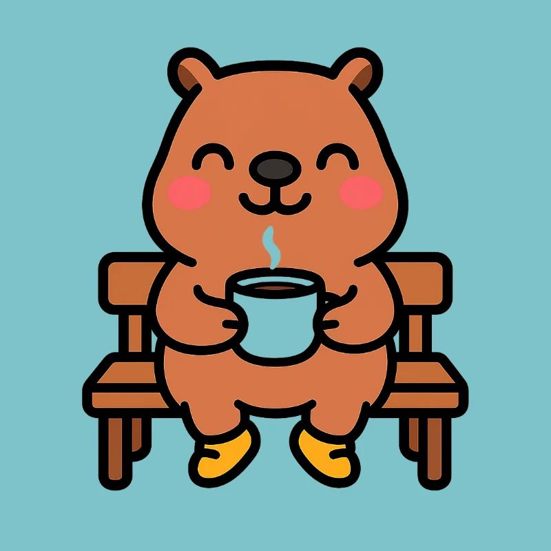 Capybara on a coffee bench