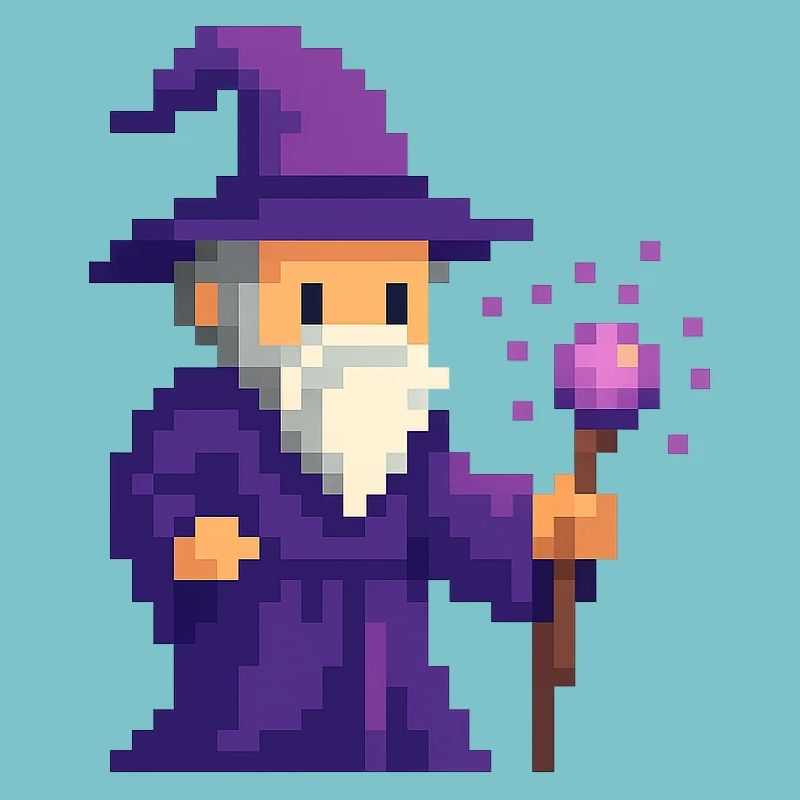 Pixel wizard in the purple shimmer