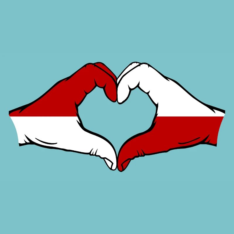 Drapeau de Monaco Pologne main coeur