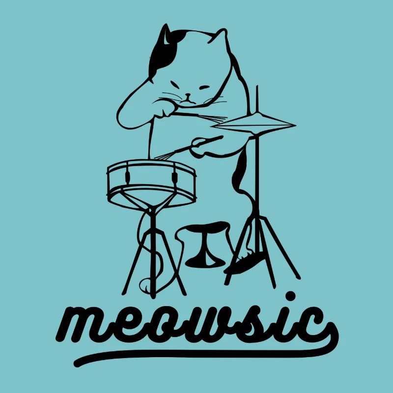Meowsic Drummer Cat Musik Spruch Geschenk Idee