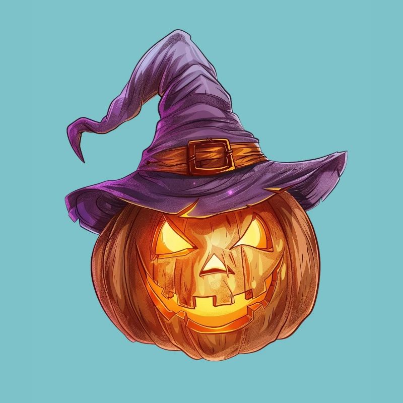 Unheimliche Kürbislaterne mit Hexenhut