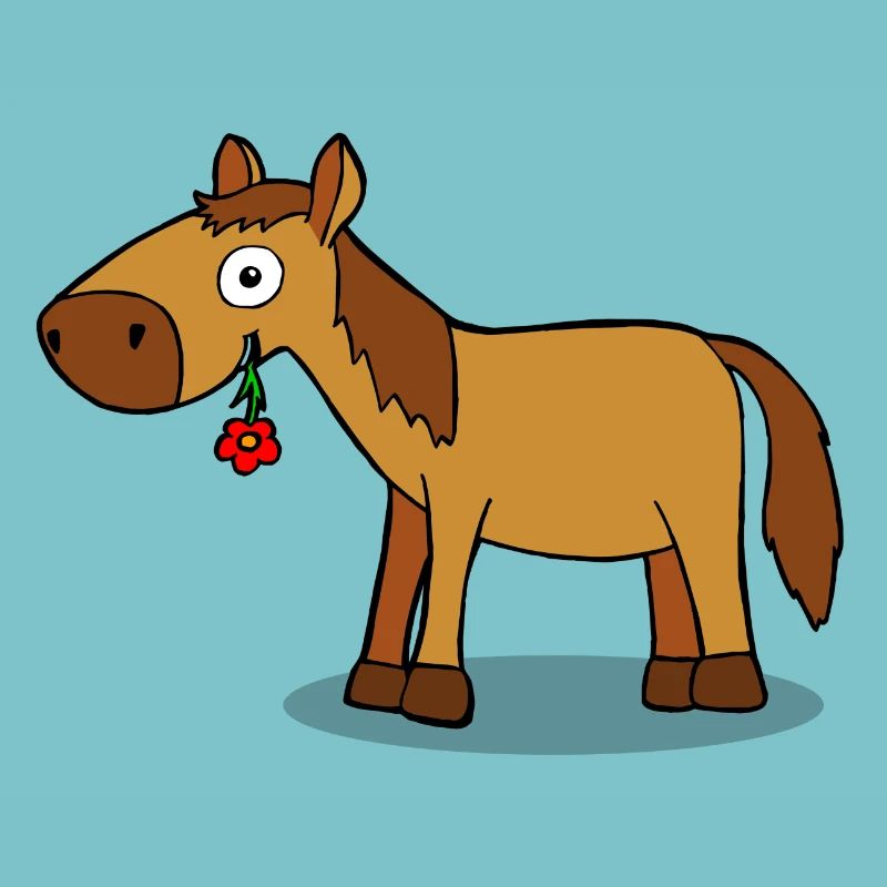 Pferd mit Blume - Comic