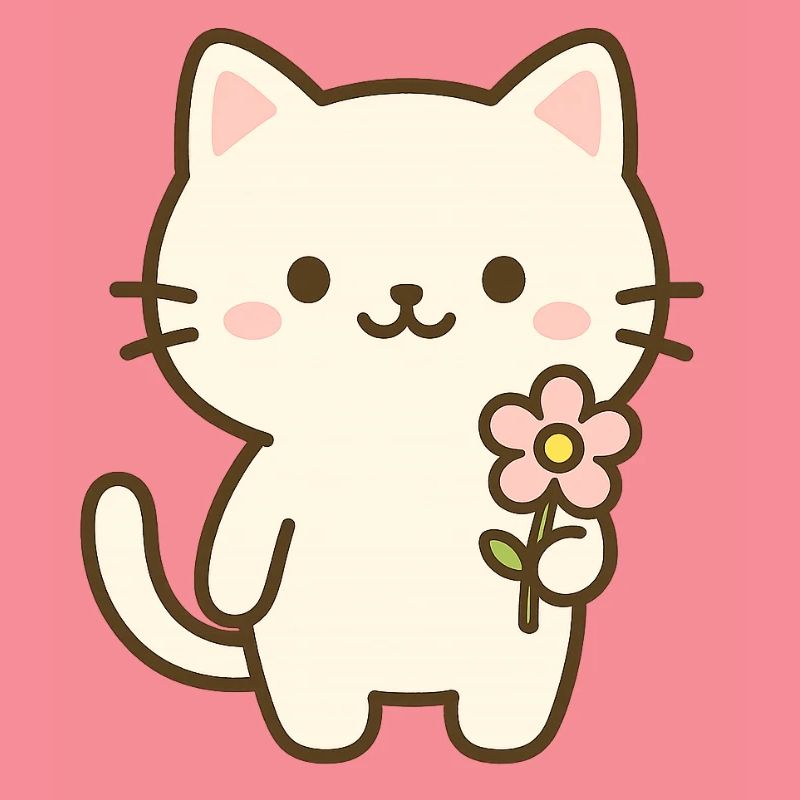 Chat mignon avec fleur