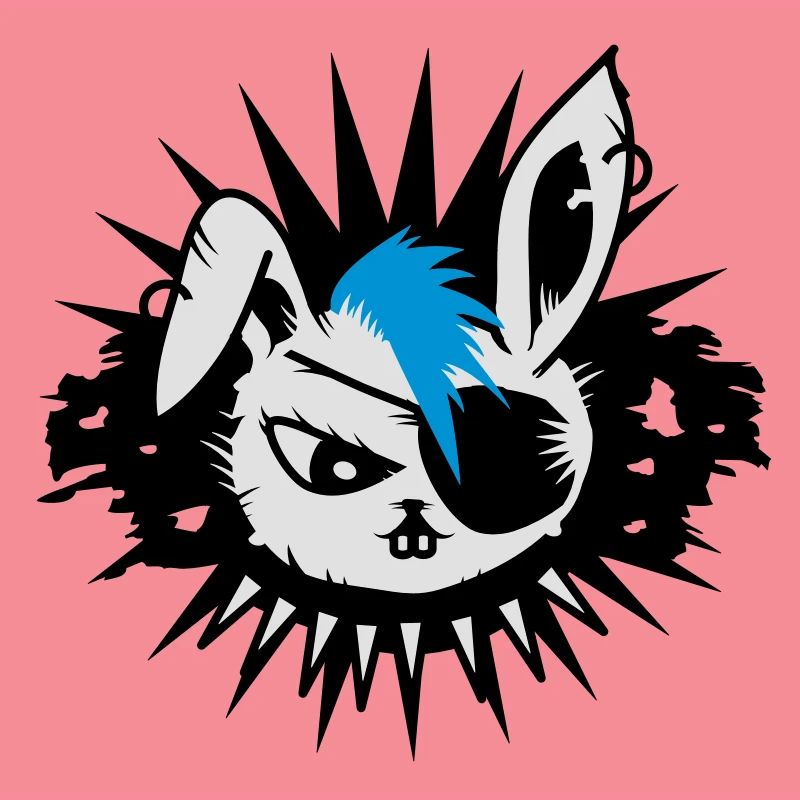 Un lapin avec un cache-oeil et un Mohawk