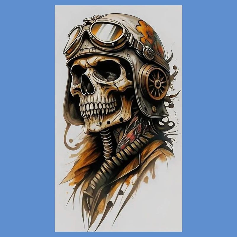 Skeleton pilot in steampunk style
