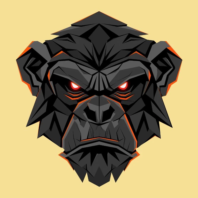 Visage Neon Gorilla Lowpoly