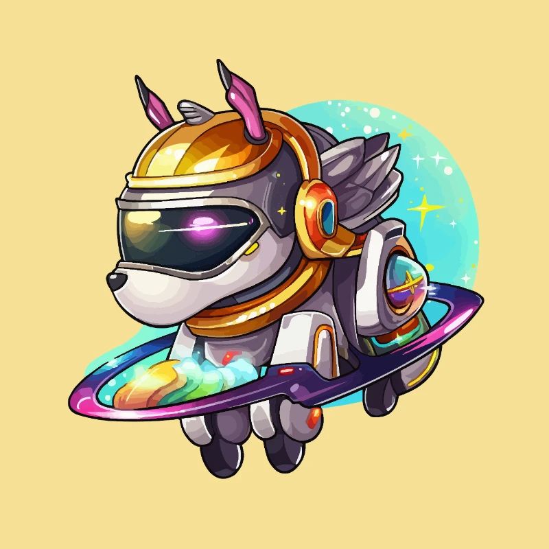 Chien de l’espace sur un hoverboard