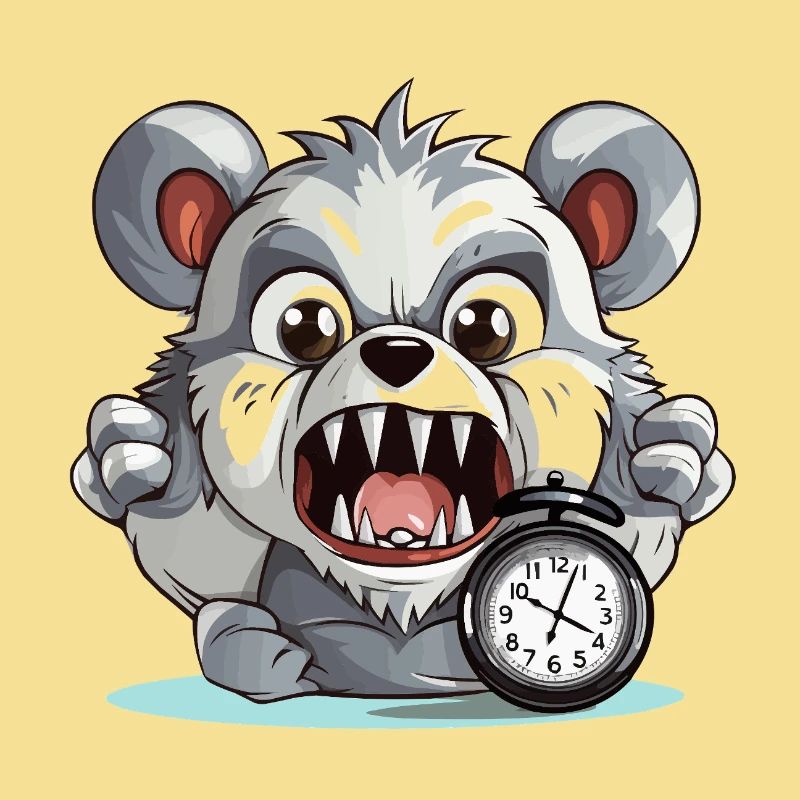 Aggressiver Panda mit Wecker