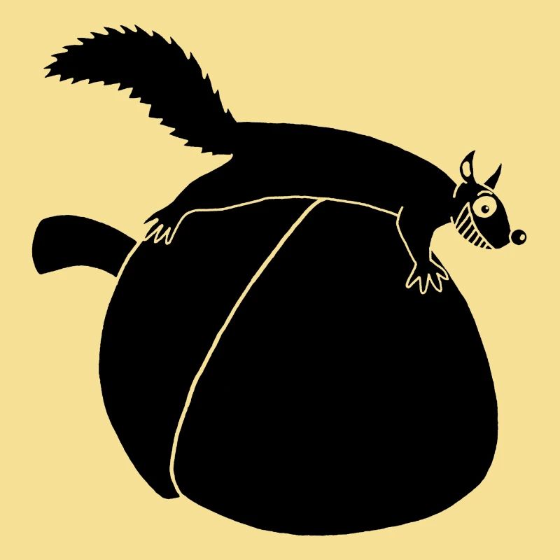 Das Eichhörnchen gegen die Eichel (schwarz)