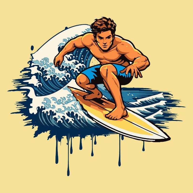 Dynamische Graffiti Illustration  eines Surfers