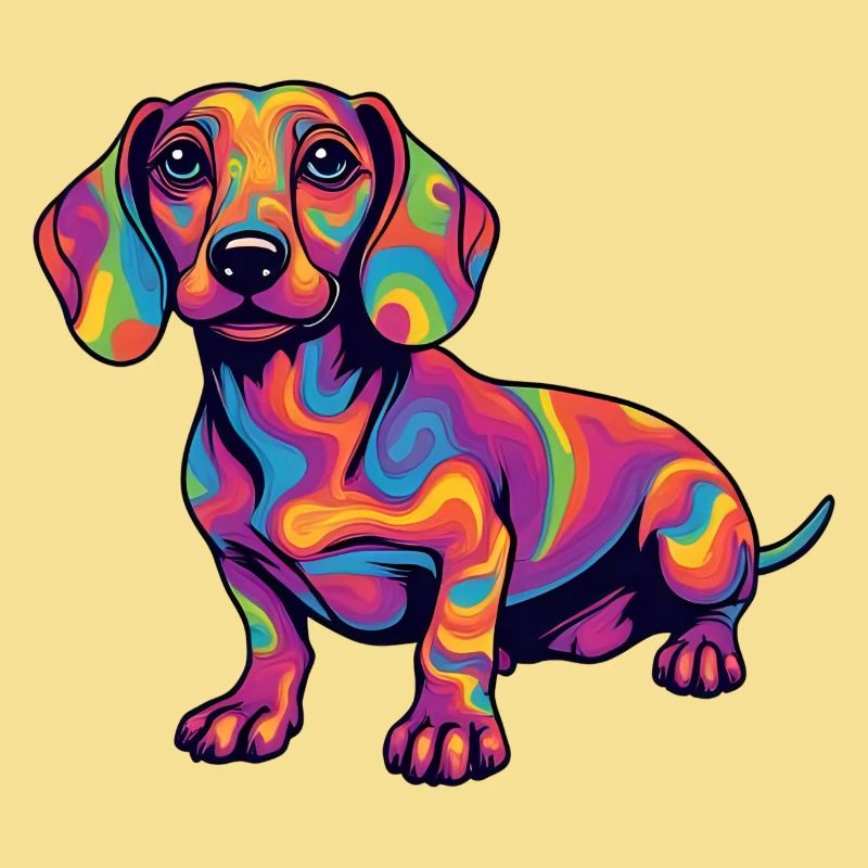 Psychedelischer Dackel Farbexplosion Pop Art 
