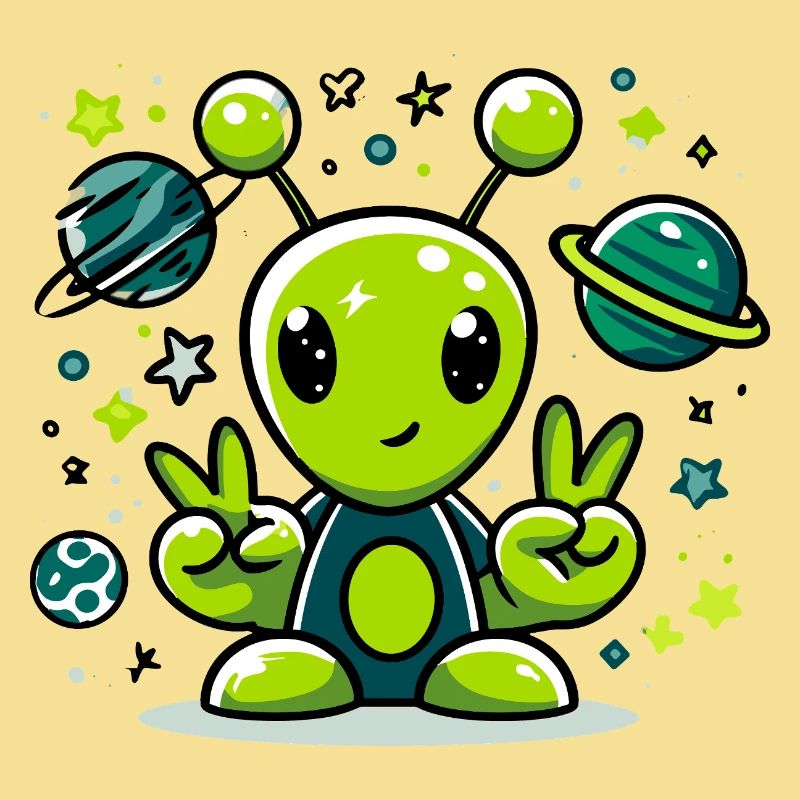 Extraterrestre vert dans l’espace