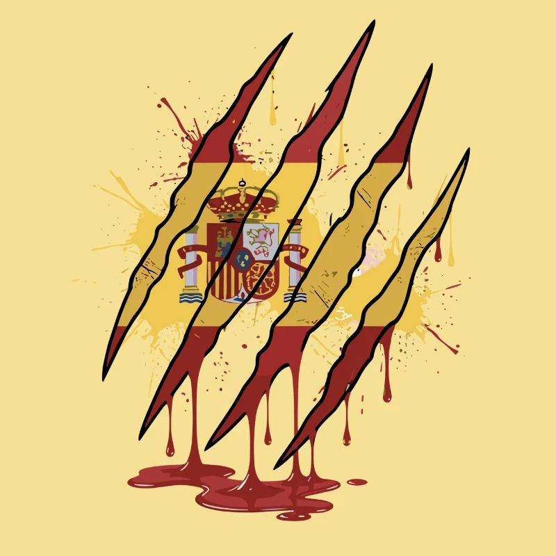 Scratch Mark Espagne Drapeau Griffe Style Grunge