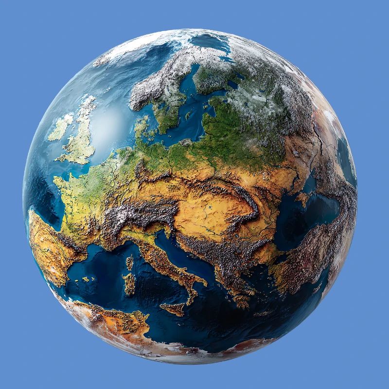 Conception du globe : paysage Europe-Asie