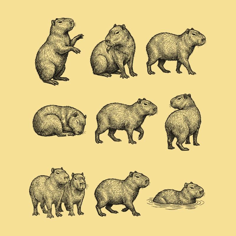 Silhouettes de capybara dans la conception forestière