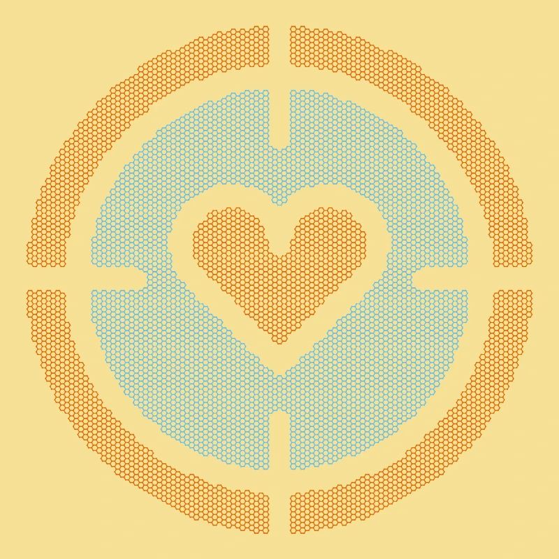 Heart in Target Emblem, honeycomb pattern