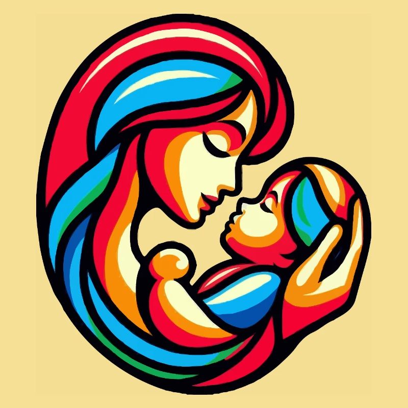 Bunte Mutter-Kind-Harmonie