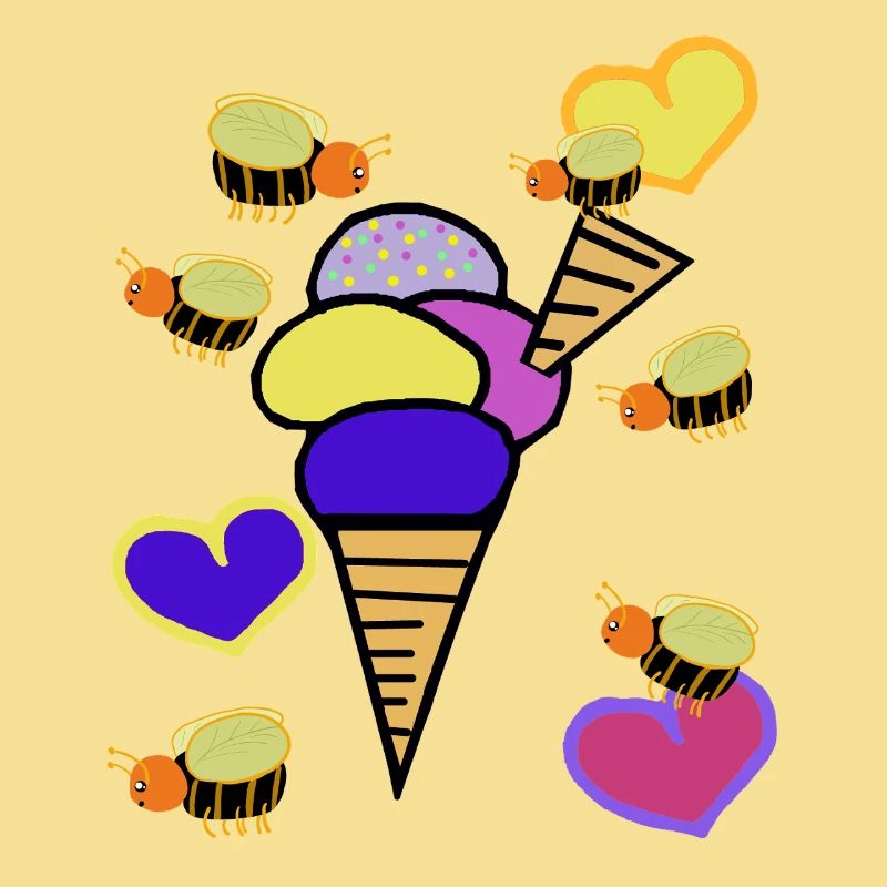 Retro Eis Eiskrem Eiscreme Bienen