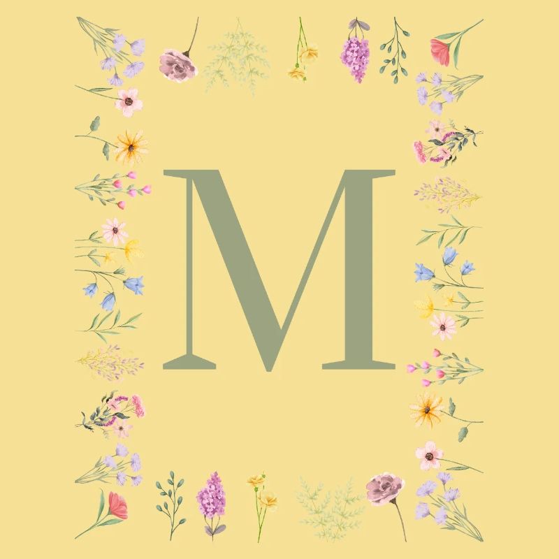 Initiale M Blumen Monogramm