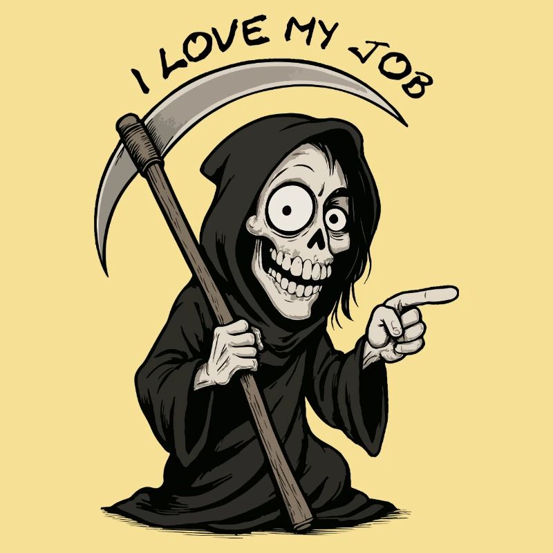 Grim Black Grim Reaper Smiling