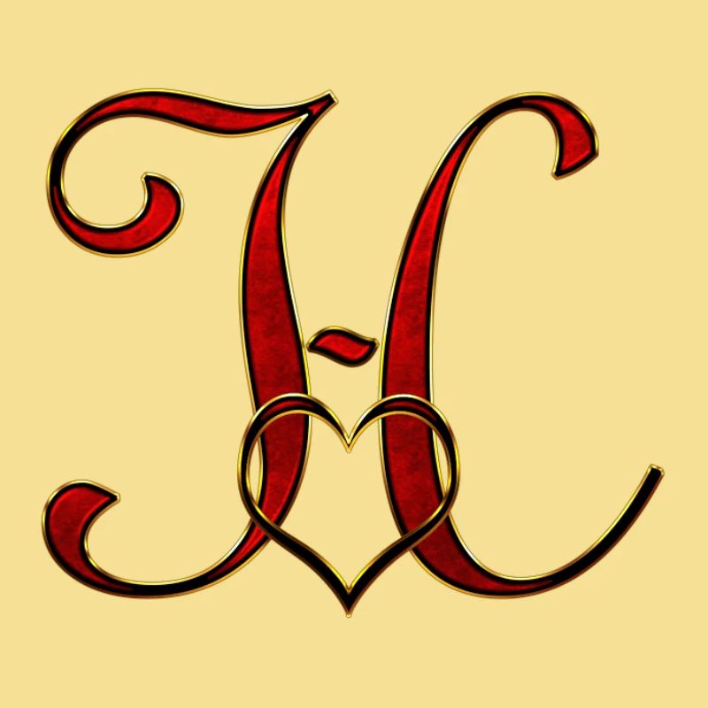 Monogram H with heart frame
