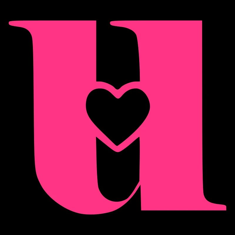 Lettre u lettre initiale avec coeur