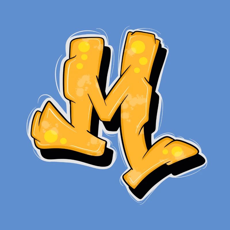 Gelbe Graffiti Initialen Logo.