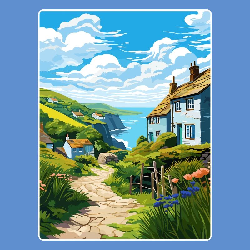 Cadgwith Cornouailles Angleterre Affiche de voyage souvenir