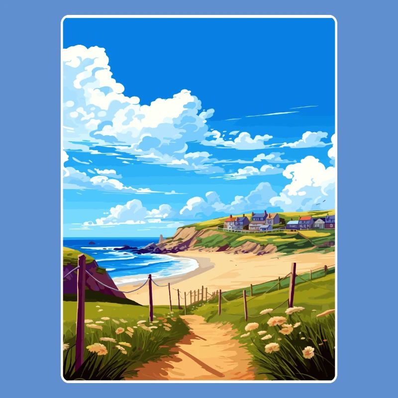 Holywell Bay, Cornouailles, Angleterre, Affiche de voyage