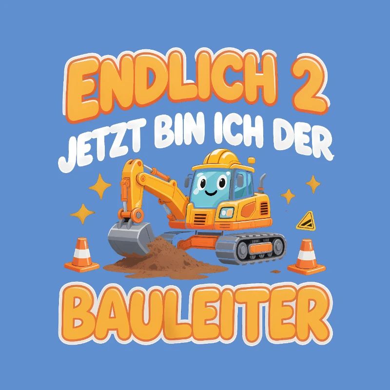 Kinder 2. Geburtstag Junge Bagger Bauarbeite