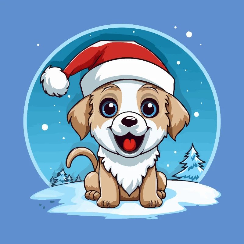 Winter dog with santa hat
