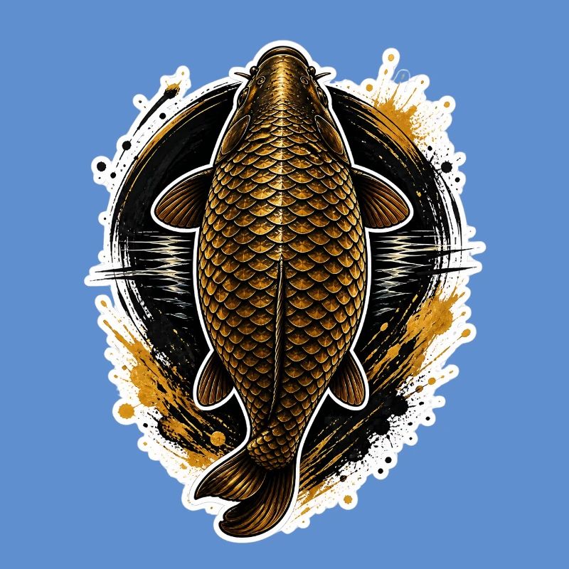 Golden Carp Top View Design de pêche premium
