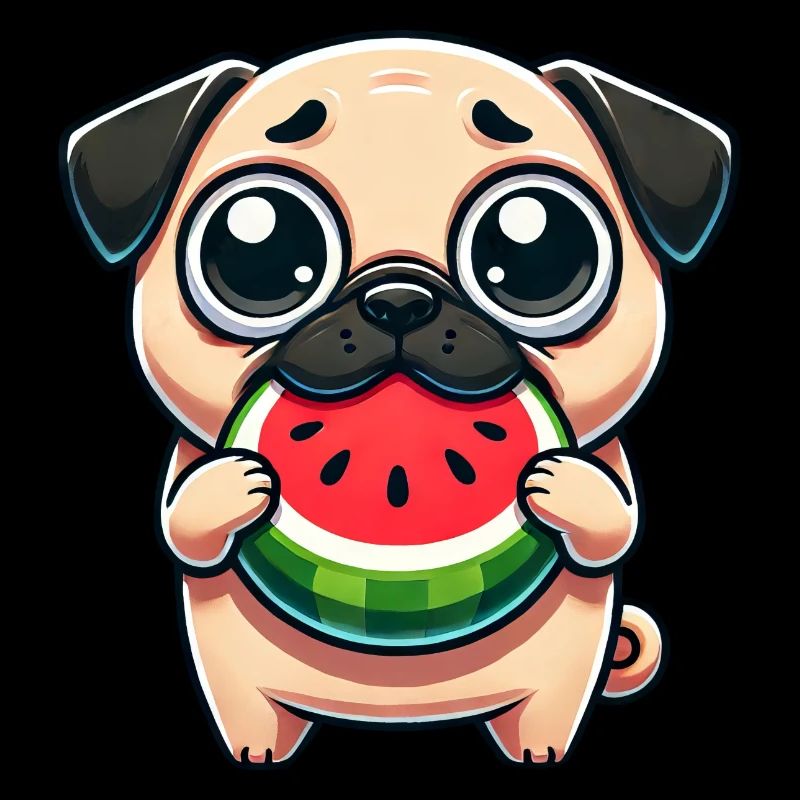 Lustiger Mops Wassermelone Sommer Cartoon