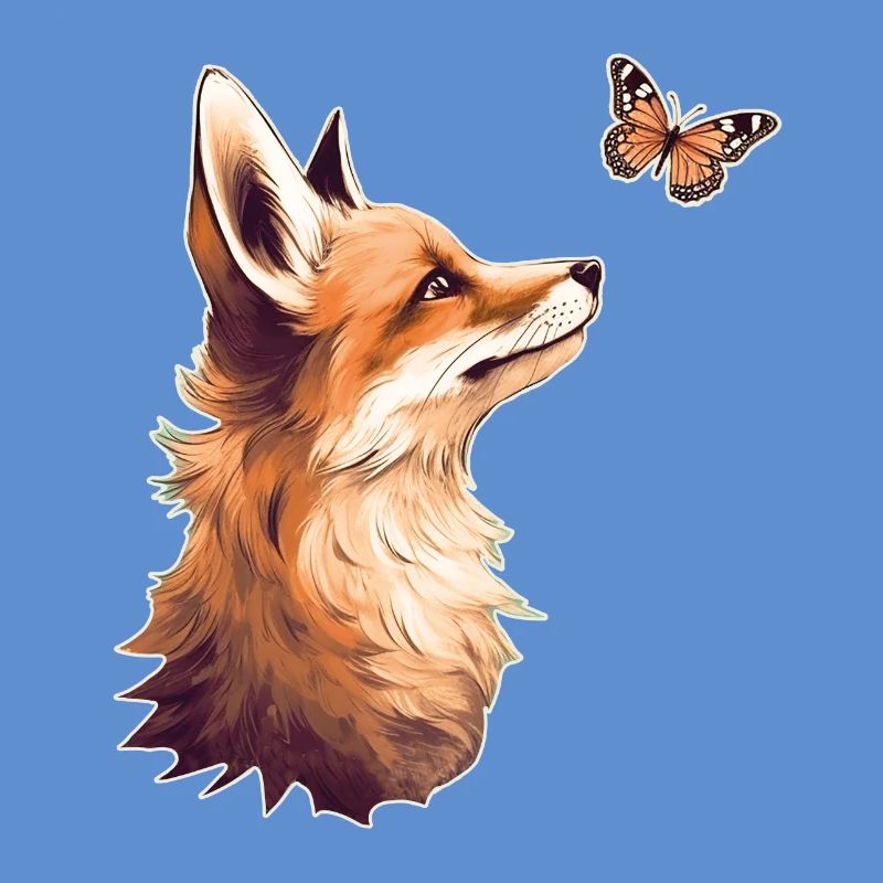 Fuchs mit Schmetterling
