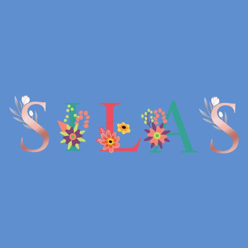 SILAS Name Art avec fleurs brodées