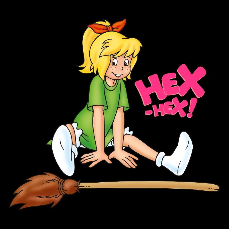 Bibi Blocksberg sitzend mit Kartoffelbrei HEX-HEX!