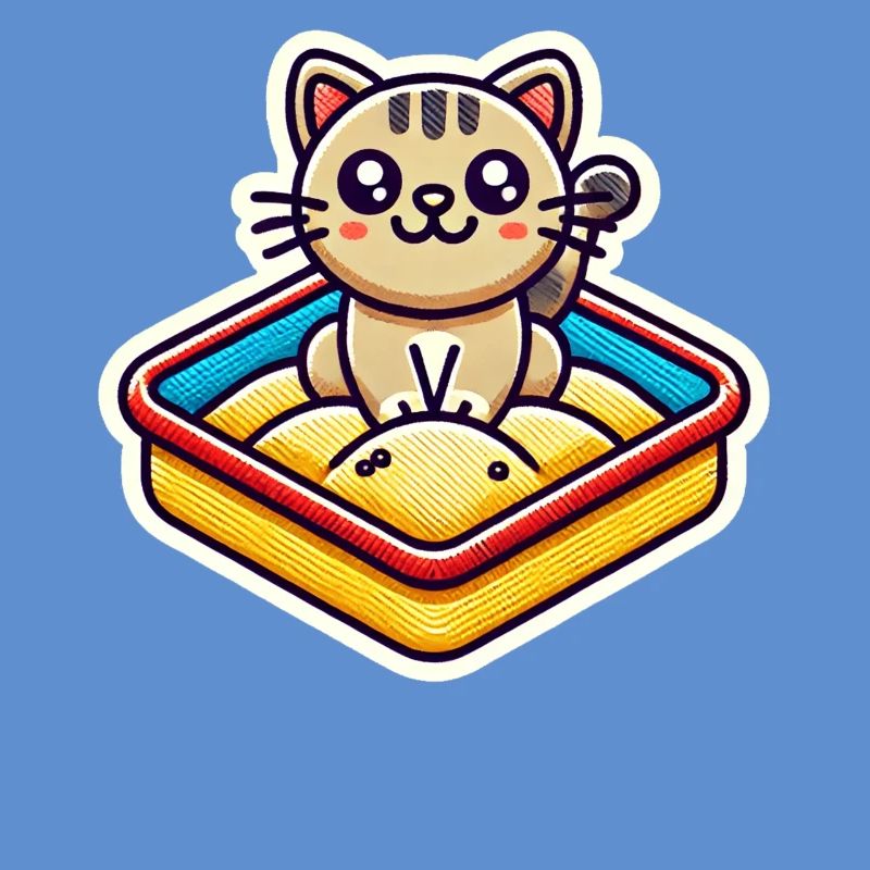 Chat mignon assis dans le bac à sable Style Patch