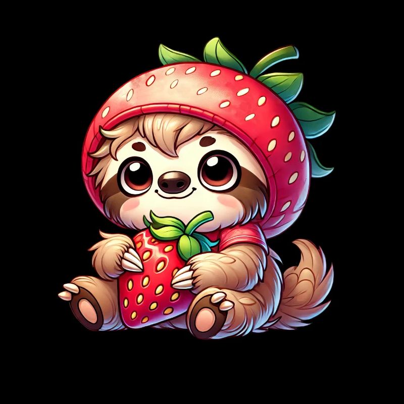 Faultier Erdbeere Sommerfrucht Design