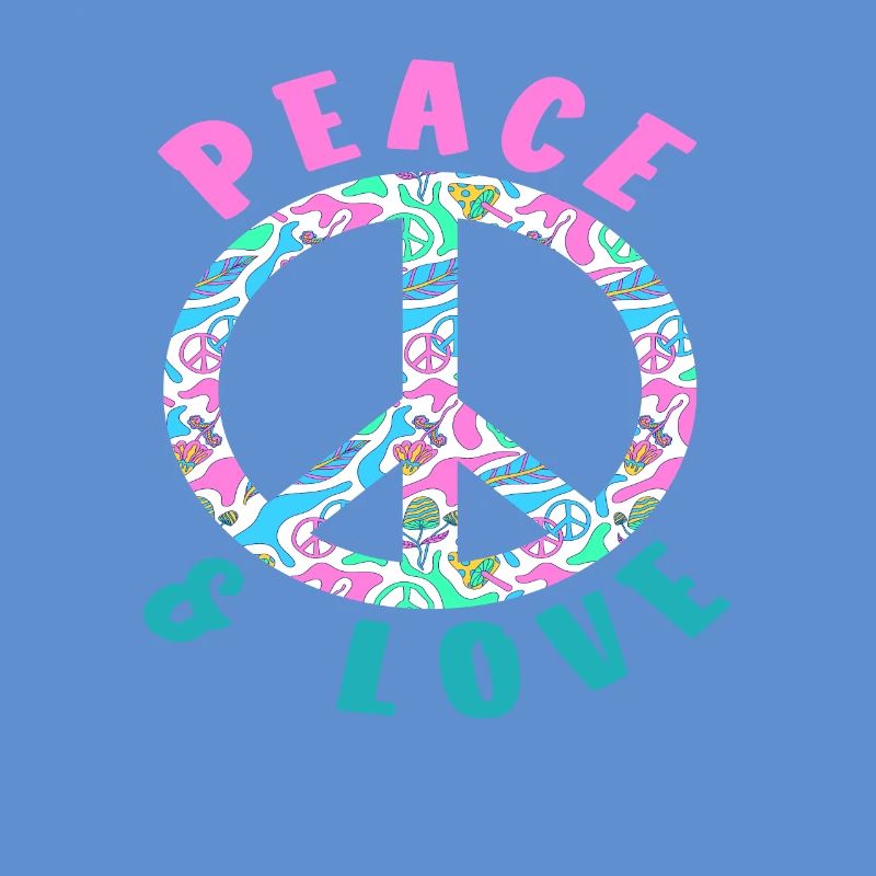 Peace & Love Buntes Friedenssymbol