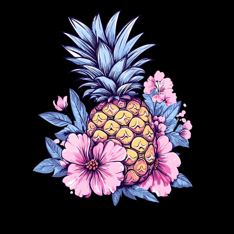 Pineapple with pink flowers