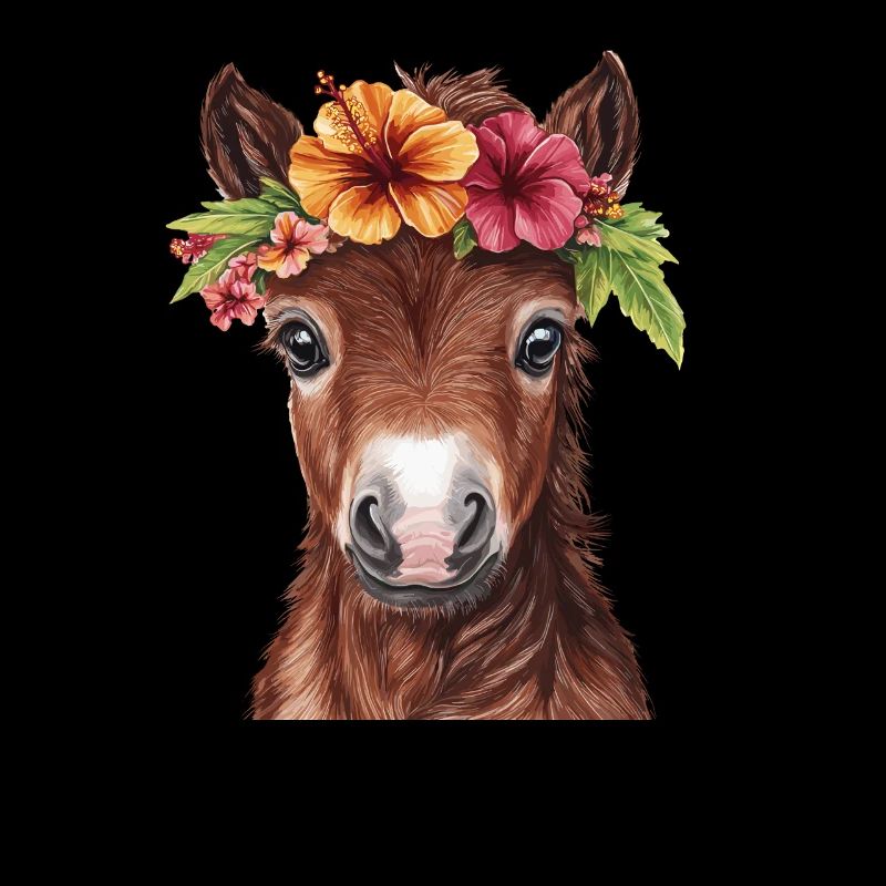 Fohlen mit Blumenkranz