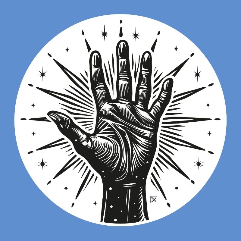 Sternhand mit Blitzen