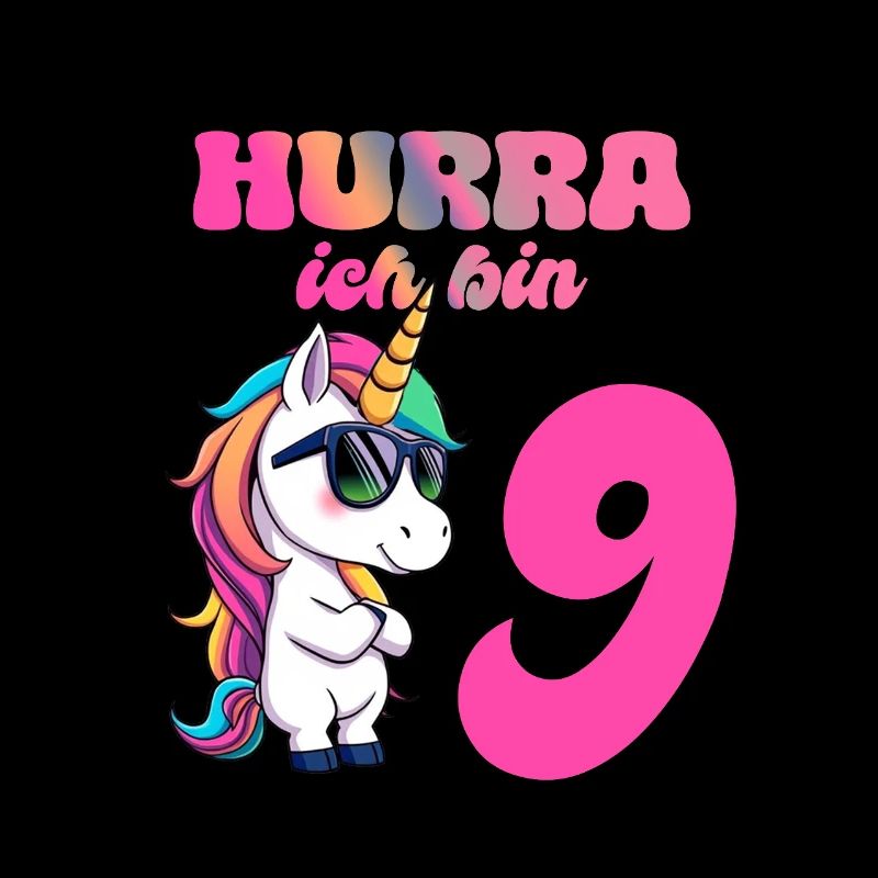 Licorne d’anniversaire des enfants de 9 ans - Hourra j’ai 9 ans